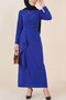 Asymmetrical Crepe Dress with Allerli Skirt -Cobalt Blue - 6