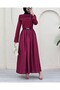 Sendy Two-Piece Pleated Dress with Poplin Skirt - Burgundy - 2
