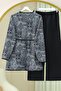 Patterned Scuba Set with Double Pockets and Belt Closure - Black - 4