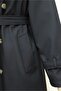 Long Trench Coat with Epaulettes on the Sleeves and Shoulders and Pockets - Black - 6