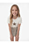 Leopard Patterned Star Printed Crew Neck Short Sleeve Cotton T-Shirt - 2