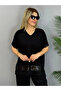 Women's Short Sleeve V-Neck Sequined Viscose Two Thread Blouse and Pants Set - 4