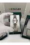 Women's Wristwatch Quartz Movement Silver Steel Band, Silver Dial with Stone Detail Oval Case Dm-00105L-A1 - 4