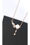 Women's White Flower Stone Steel Necklace - 3