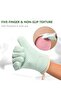 Heat Resistant Silicone Oven Mitts,Waterproof Five-Finger Cooking Gloves,Light Green,2 Pack - 3