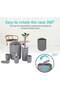 6-Piece Plastic Bathroom Accessories Set, Grey Bath Gift Set with Toothbrush Holder - 5