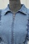 Half-Zip Denim Dress with Tunnel Drawstring - Ice Blue - 8