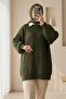 Crew Neck Diamond Pattern Knitwear Sweater -Khaki