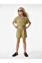 Short Sleeve Shirt Collar Capes Pocketed Belts Modal Overalls - 2