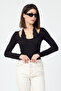 Black Tie-Detail Lace Pack Long Sleeve 100% Cotton Blouse - 2