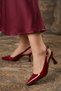 Nicola Burgundy Patent Leather Women's Heeled Shoes