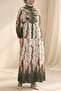 Women's Patterned Long Hijab Dress 2585 - Mustard - 2