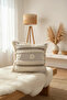 Linen Cream Throw Pillow with Thick Lace Tassels and Motifs (43 x 43) - 3