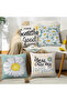Set of 4 Daisy and Flower Patterned Throw Pillow Covers with Decorative Pillow with the Text You Are My Sunshine - 4