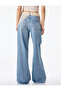 Distressed Slim Fit Lace Belt Detailed Spanish Flare Denim Trousers - Flare Jeans - 4