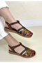 صندل ووجي من الجلد المدبوغ مع حزام - 2
