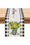 Lemon Themed Decorative 4-Piece Throw Pillow Cover and Runner Set with Plaid Detail - 5
