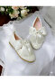 Girl's Silvery Cream Color Bow Tie Orthopedic Stylish Ballet Flat - 3