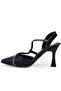 Dza07-396155 Black Glitter 9.5 cm Thin Heel Evening Dress Women's Shoes - 4