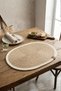 Set of 2 Oval Natural Jute Placemats - White Striped Wicker Placemat 40X30 cm - 6