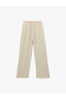 Lace-Up Waist Linen Blended Comfortable Fit Striped Wide Leg Pants - 3