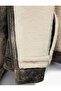 Zippered Distressed Suede Look Crop Biker Jacket with Pockets and Faux Fur Inside - 7