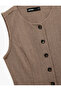 Slim Fit Crew Neck Buttoned Patterned Vest - 5