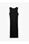 Asymmetric Neckline Sleeveless Midi Pencil Dress with Metal Accessories - 4
