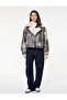 Zippered Distressed Suede Look Crop Biker Jacket with Pockets and Faux Fur Inside - 2