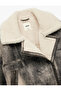 Zippered Distressed Suede Look Crop Biker Jacket with Pockets and Faux Fur Inside - 6