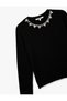 Long Sleeve Crew Neck Stone Knit Sweater - 5