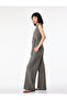 Beli Lace-Up Pocketed Straight Wide Leg Striped Trousers - 2