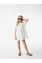 Crew Neck Short Sleeve Ruffle Detailed Embroidered Cotton Lace Dress - 2