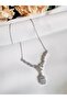 Steel Zircon Stone Baguette Necklace 47 cm - 3