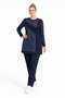 Women's mid-age combed cotton tunic and pants set 30594 - 7