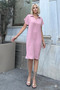Women's Powder Extra Loose Cut Polo Collar Short Sleeve Casual Summer Midi Dress 700-2883308 - 2