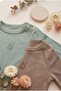 100% Cotton Double Bodysuit with Snap Fasteners Baby Long Sleeve Newborn Child Unisex - 3