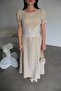 Beige Cream Lace Detailed Premium Midi Dress - 3