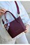 Original Women's Bordo Medium Size Hand and Shoulder Bag Size 24X23 cm - 3