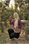 Collar-Closed Natural Linen Fabric Loose Fit Comfortable Cut Shirt Purple - 3