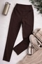 Women's High Waist Gathering Tights Slim Fit Stretchy Casual Brown Tights - 8