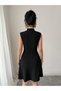 New Season Women's Half Turtleneck, Window-Cut Neckline and Double Color Detail Mini Dress - 6
