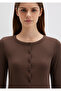 Button Detailed Brown Long Sleeve T-Shirt Fitted / Bodycon Cut 1613330-88067 - 6