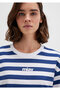 Miav Printed Striped White T-shirt Crop / Short Cut1612456-87201 - 6