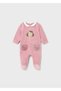 Newborn Girl Dog Patterned Velvet 2-Piece Jumpsuit - 4