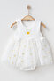 Daisy Embroidered Tulle Snap Fastener Bodysuit Dress (100% Cotton) 6-24 - 4