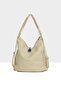 Cream Women's Soft Textured Double Side Zipper Bag with Straps and Back Strap M000008706 - 3