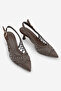 Women's Stiletto Suede Heel Pointed Toe Mesh Hand Knitted Classic Heeled Shoes Onvela Brown Straw