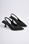 Women's Black Satin Heeled Shoes Tr08Ms08A - 4