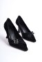 Women's Black Satin Heeled Shoes Tr08Ms25A - 2